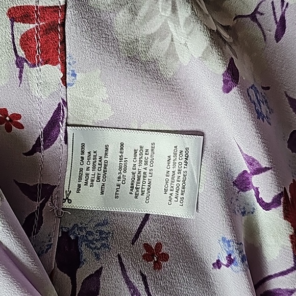 Equip­ment Essential Orchid Lilac Floral Print 100% Silk Shirt Blouse Size M - Picture 9 of 10